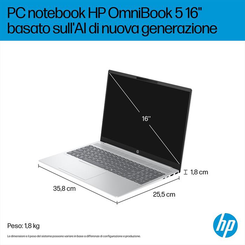 Immagine del prodotto HP - Notebook OMNIBOOK 5 NGAI 16-AG1023NL 16"-Glacier Silver