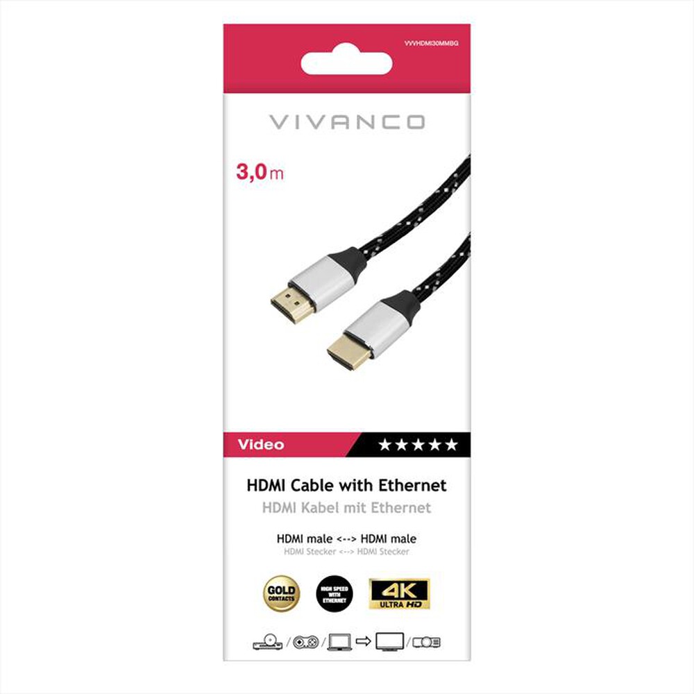 Immagine del prodotto SBS - Highspeed HDMI cabel with Ethernet 3,0 m-Nero