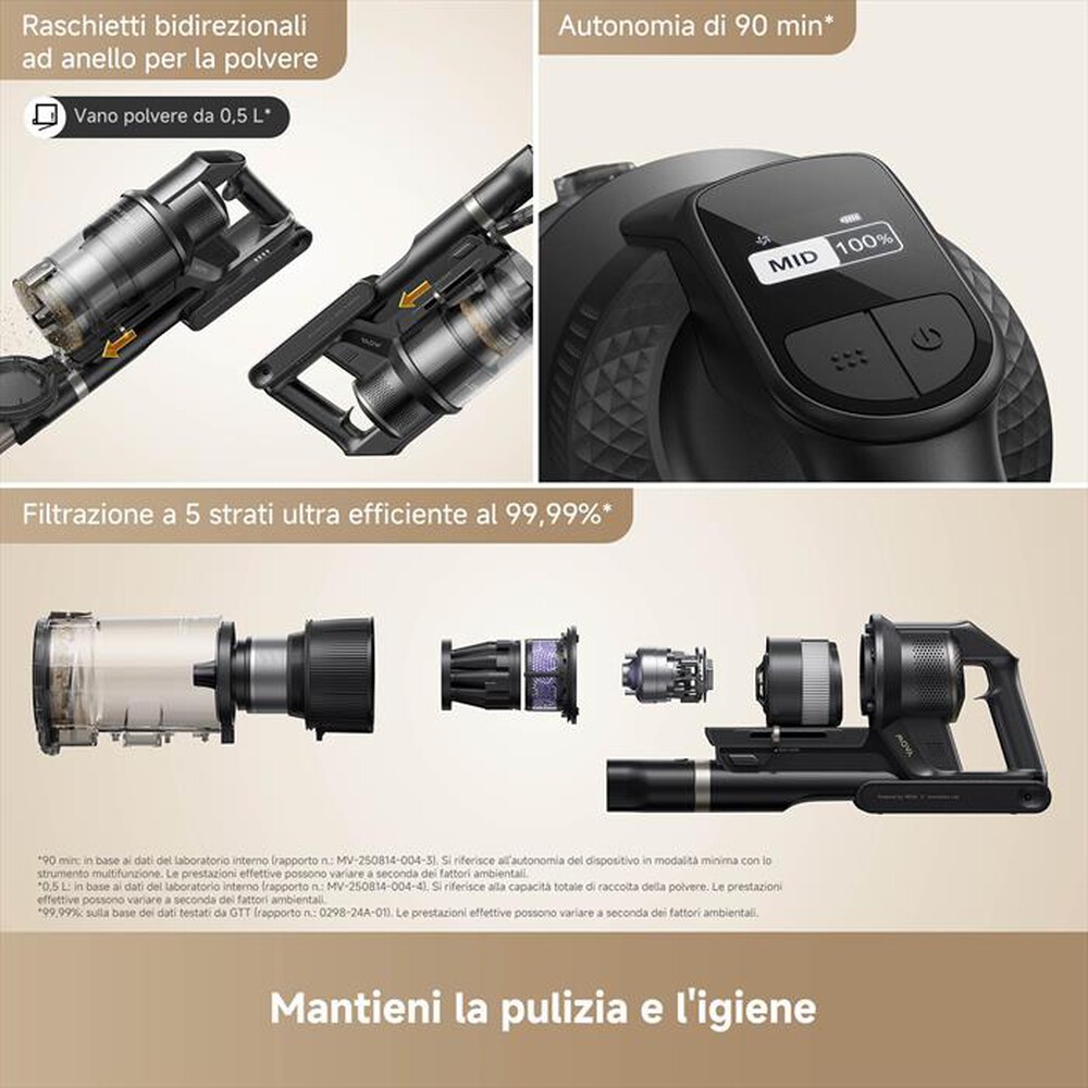 Immagine del prodotto MOVA - Scopa elettrica G70 VIM COMPLETE-Argento / Nero