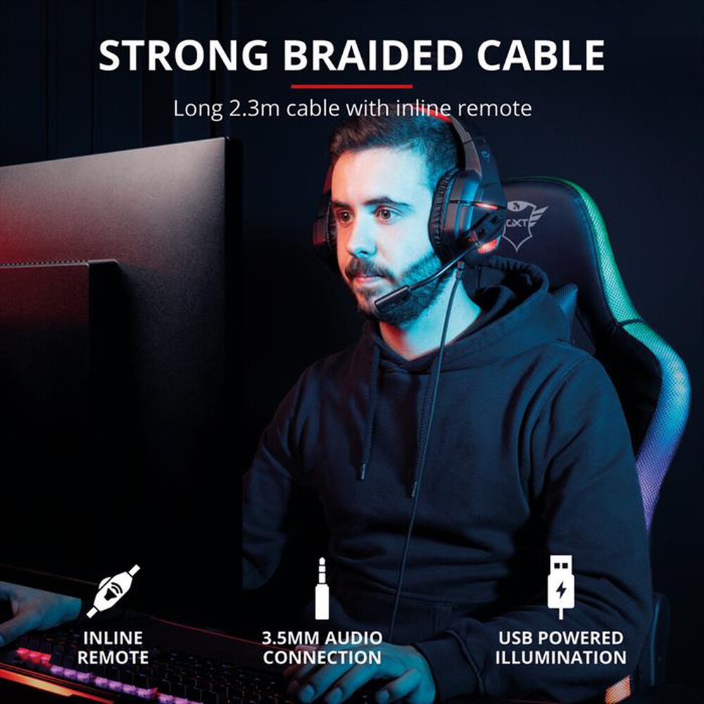 Immagine del prodotto TRUST - GXT448 NIXXO ILLUMINATED HEADSET-Black/Red