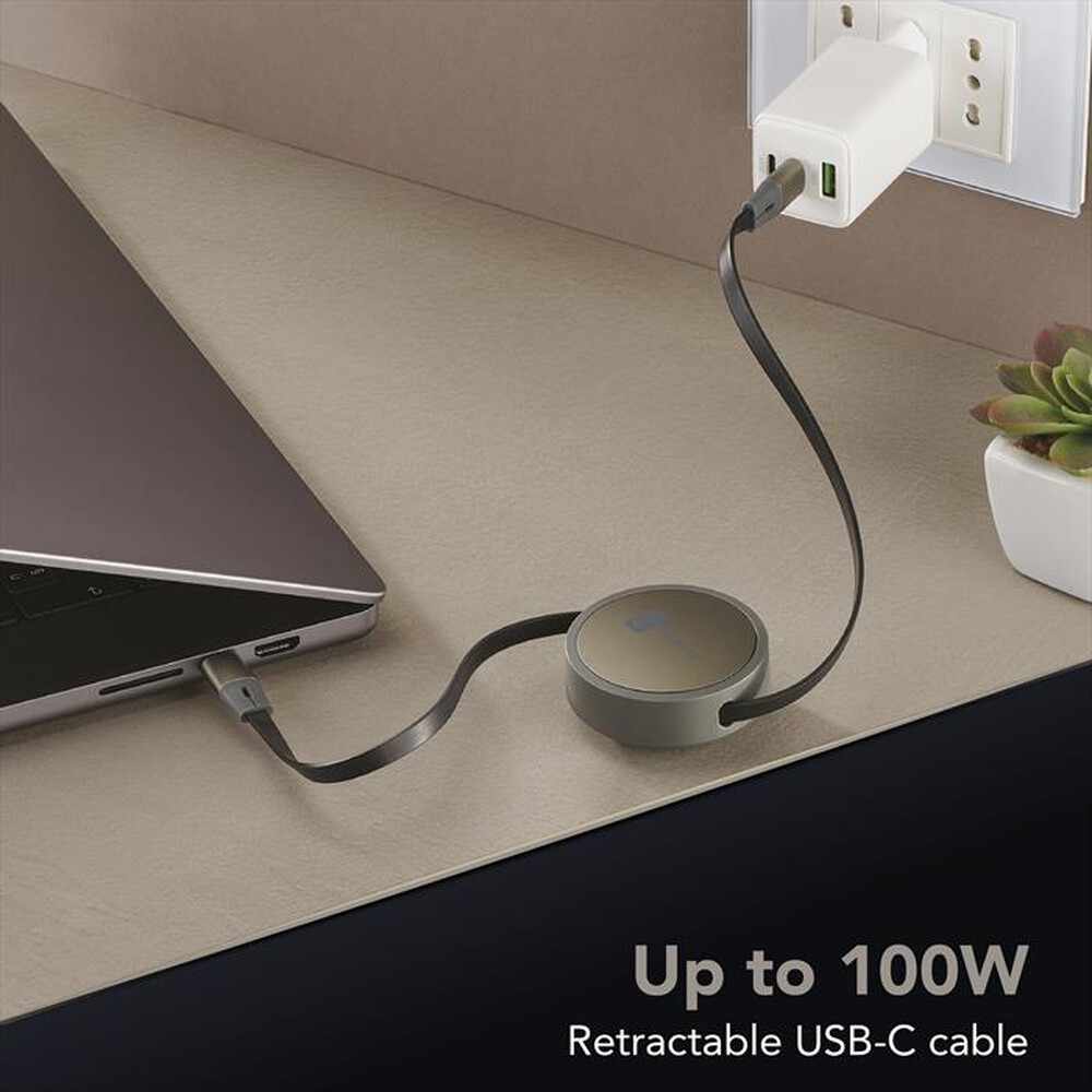 Immagine del prodotto CELLULARLINE - CAVO USB-C/USB-C RETRAIBILE-Grigio