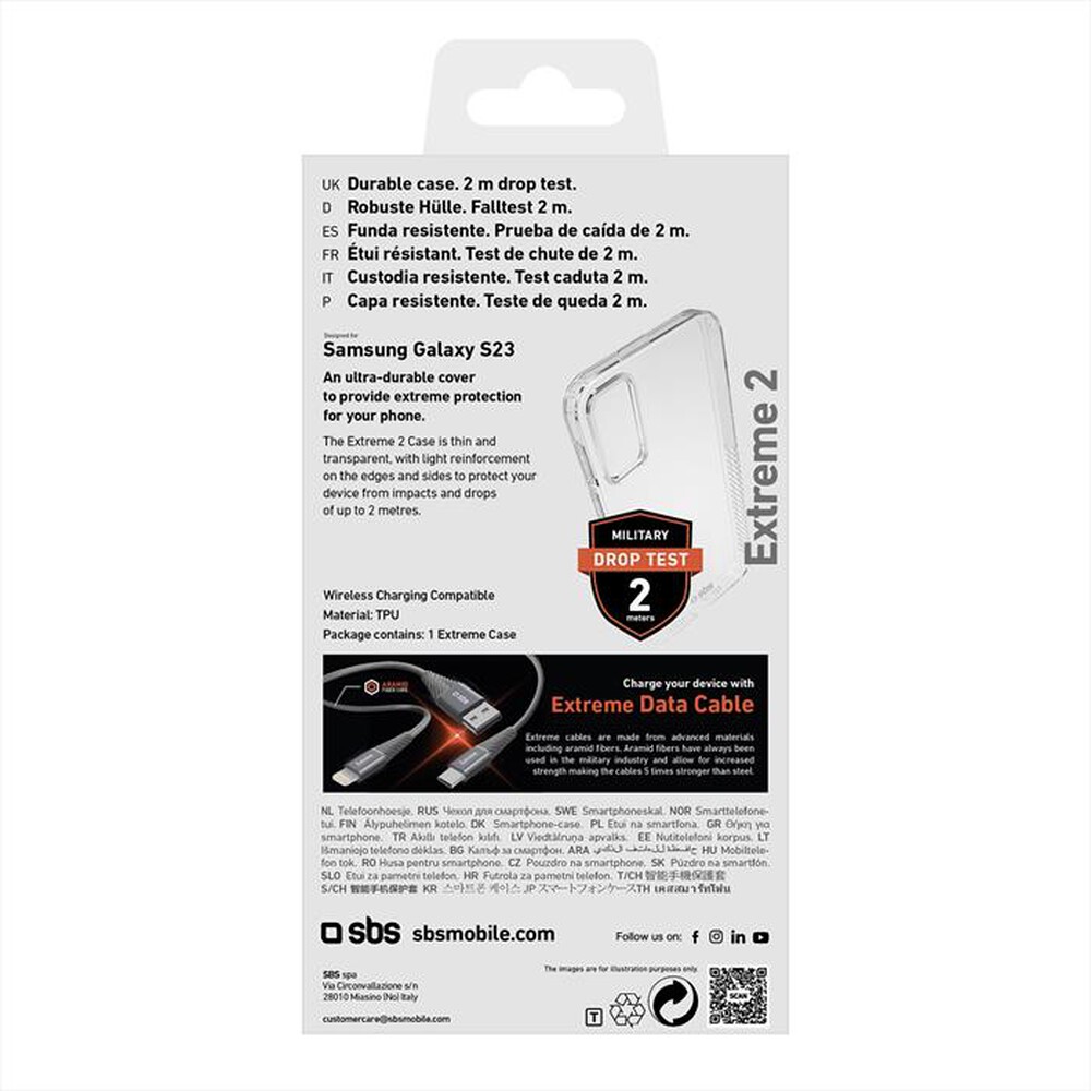 Immagine del prodotto SBS - Cover Extreme X2 TEUNBKEX2SAS23 per Samsung S23-Trasparente
