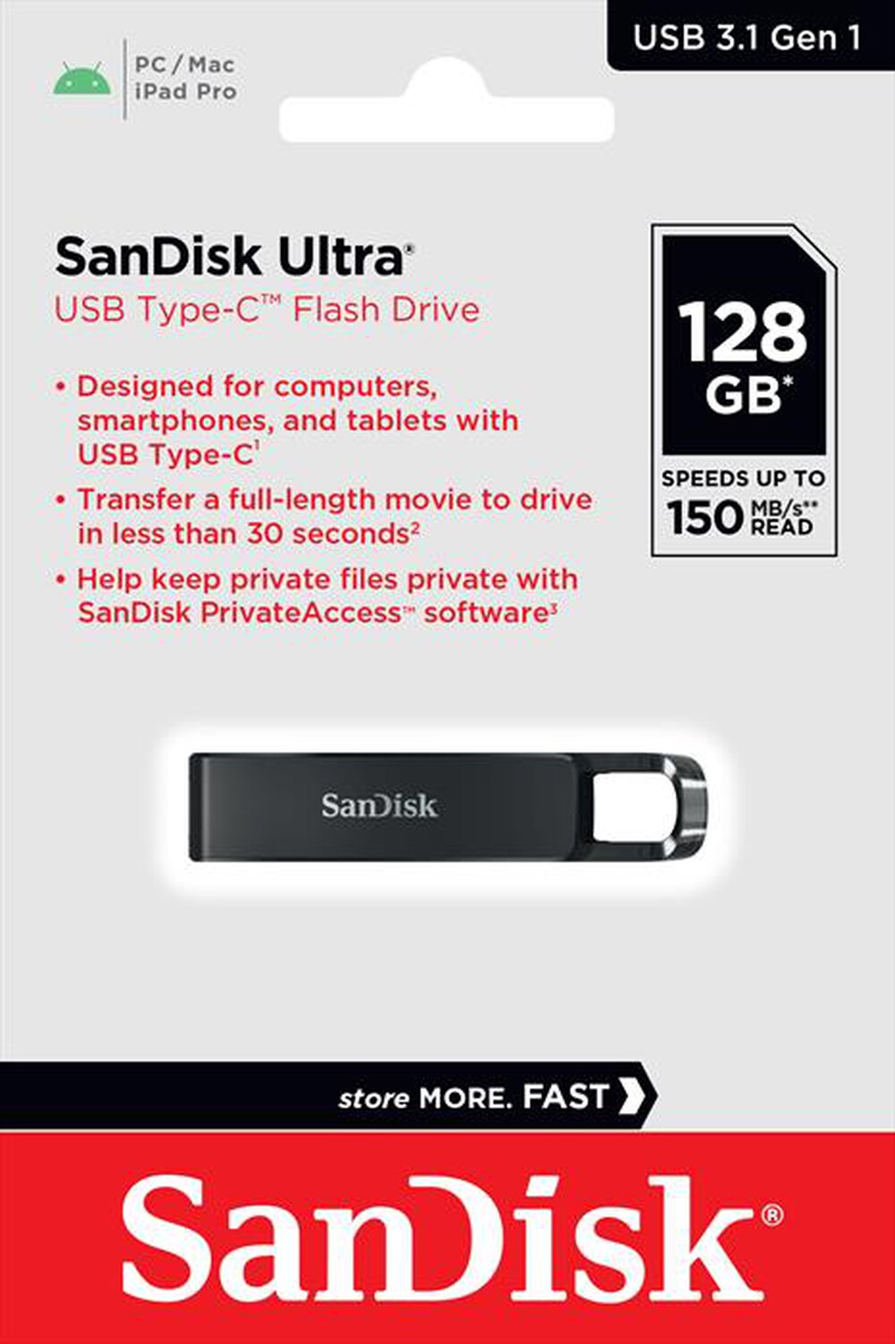 Immagine del prodotto SANDISK - Memoria 128 GB ULTRA 3.1 TYPE-C