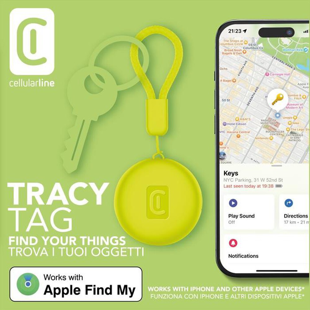 Immagine del prodotto CELLULARLINE - Trova oggetti Tracy Tag BTTRACYTAGL-Lime