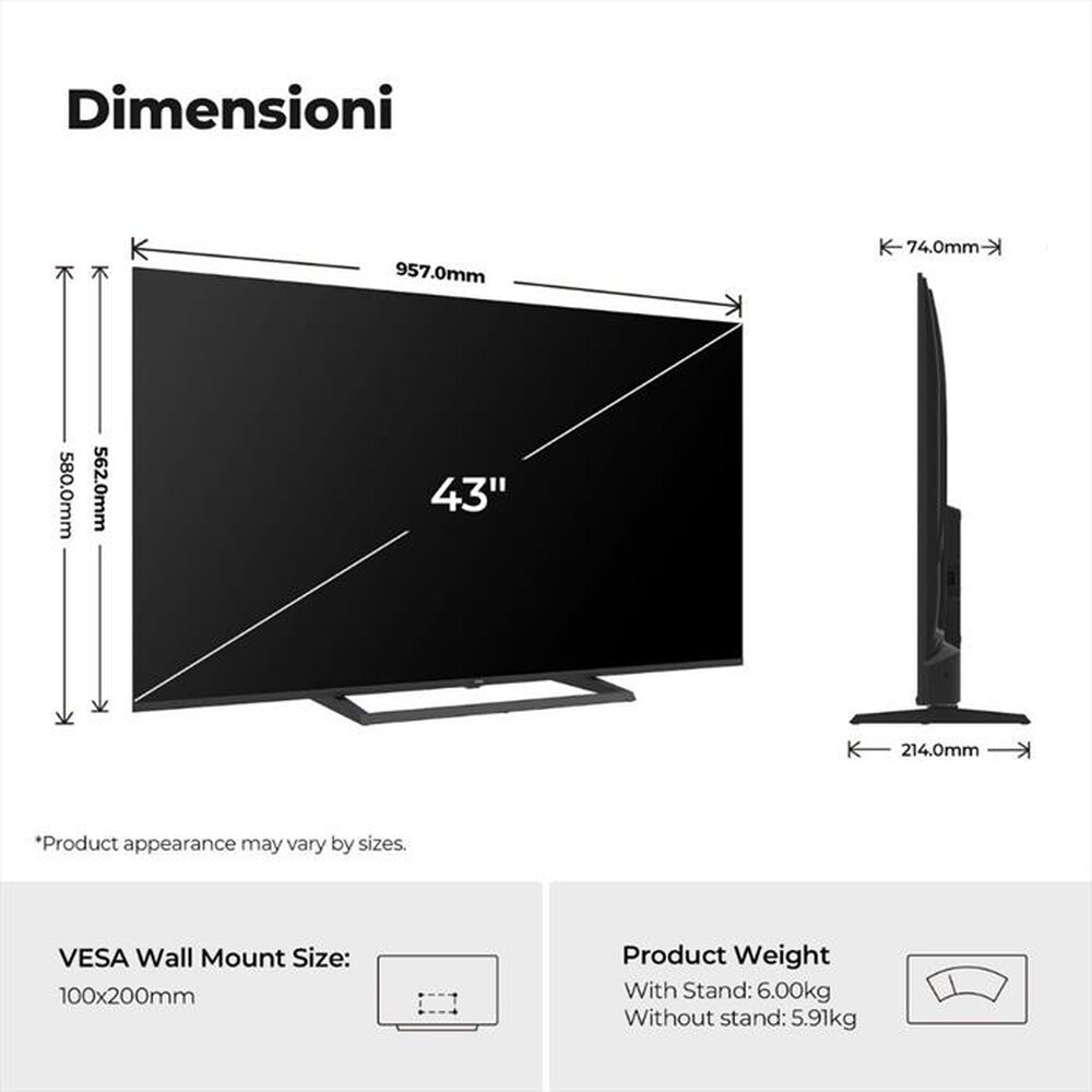 Immagine del prodotto HAIER - Smart TV QLED UHD 4K 43" H43S80GUX-Nero