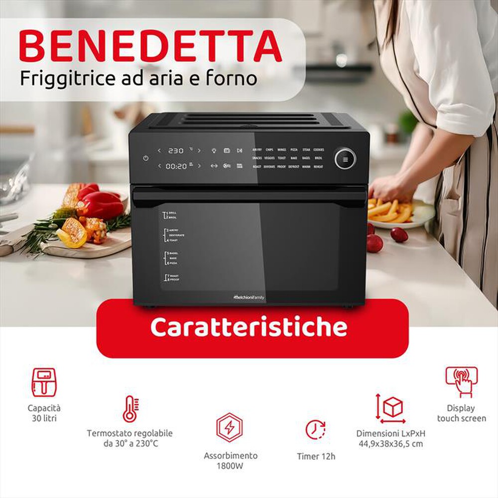 Immagine del prodotto MELCHIONI FAMILY - Friggitrice ad aria BENEDETTA-nero