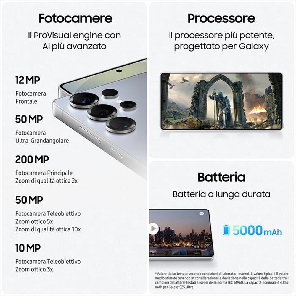 Immagine del prodotto SAMSUNG - Smartphone Galaxy S25 Ultra 256GB-Titanium Silver Blue