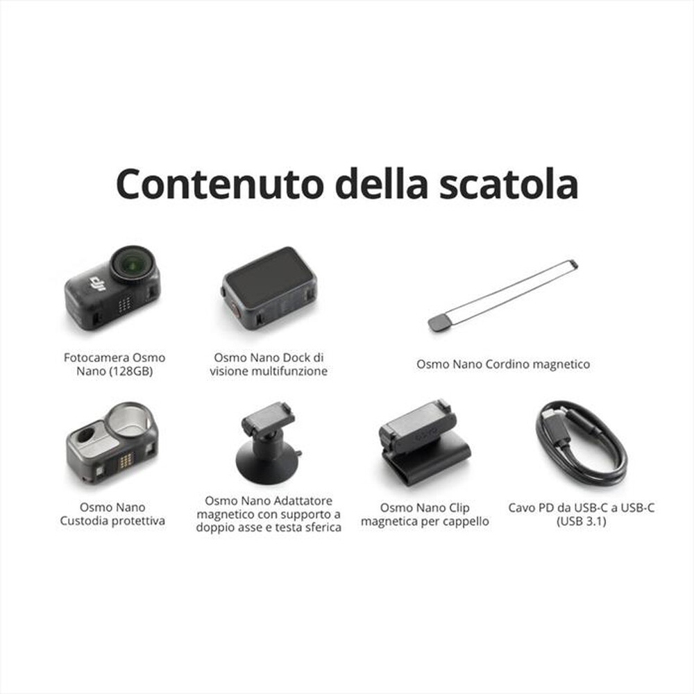 Immagine del prodotto DJI - Action cam OSMO NANO STANDARD COMBO (64GB)-Nero