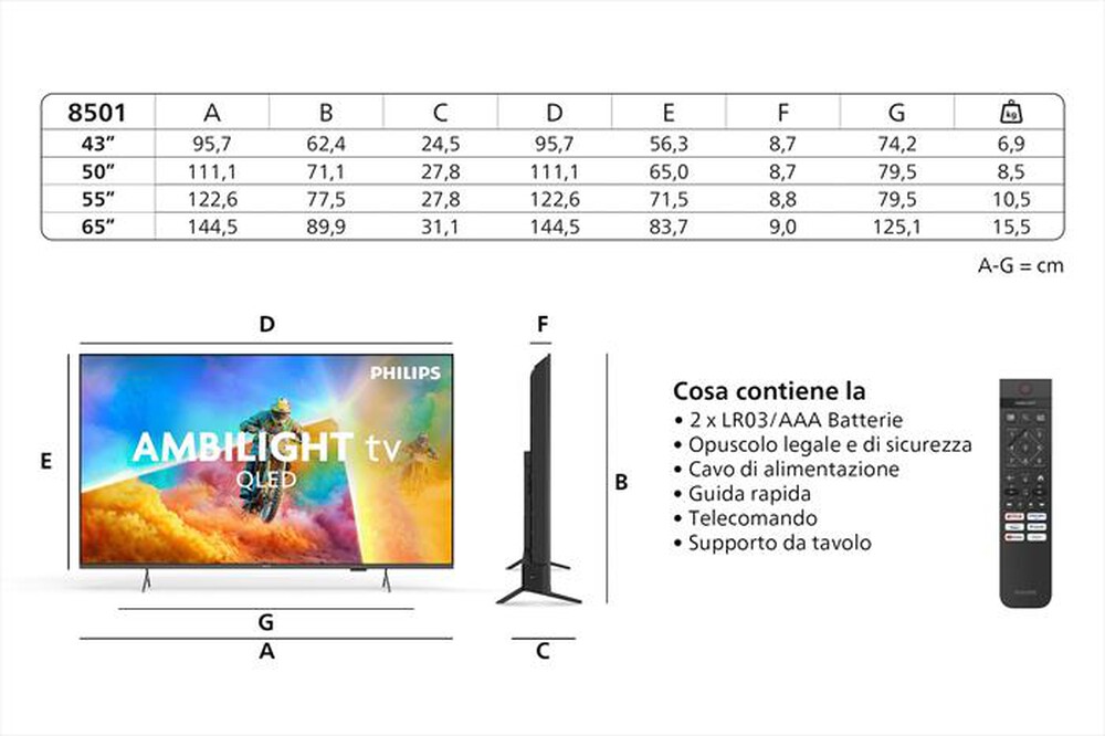 Immagine del prodotto PHILIPS - Smart TV QLED UHD 4K 65" 65PQS8501/12-Black