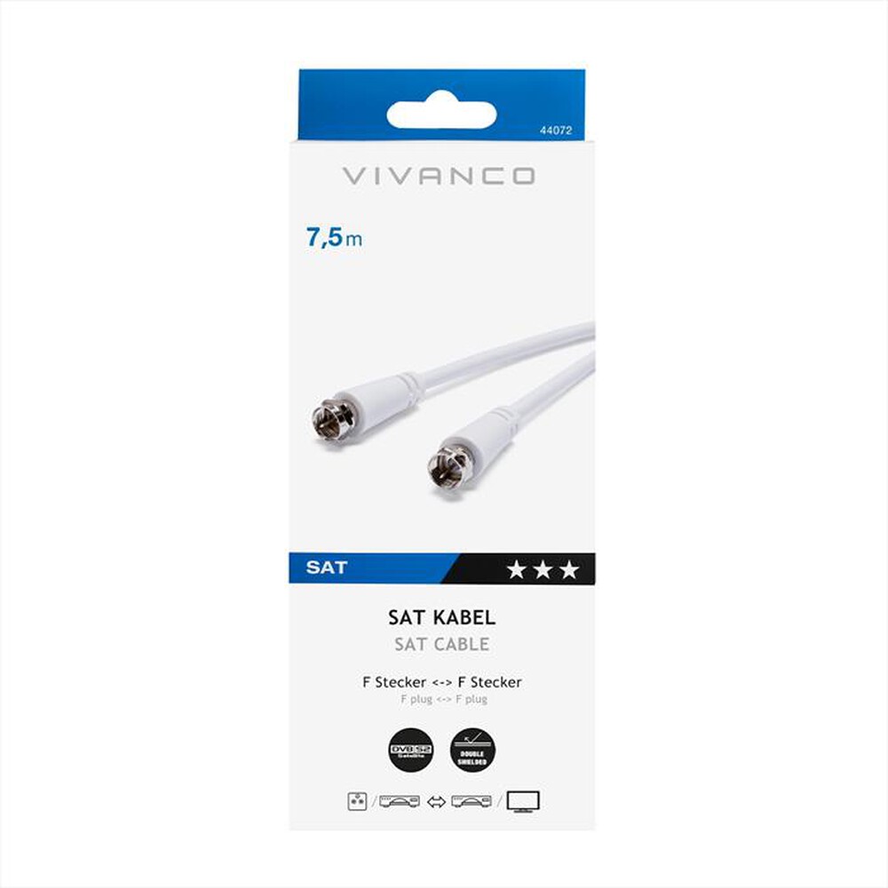 Immagine del prodotto SBS - Receifer connection,F plug.F plug.7,5m-Bianco