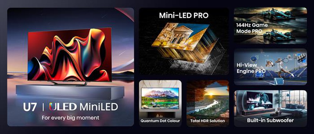 Immagine del prodotto HISENSE - Smart TV MINI LED UHD 4K 55" 55U79NQ-Metallo - Grigio Carbone