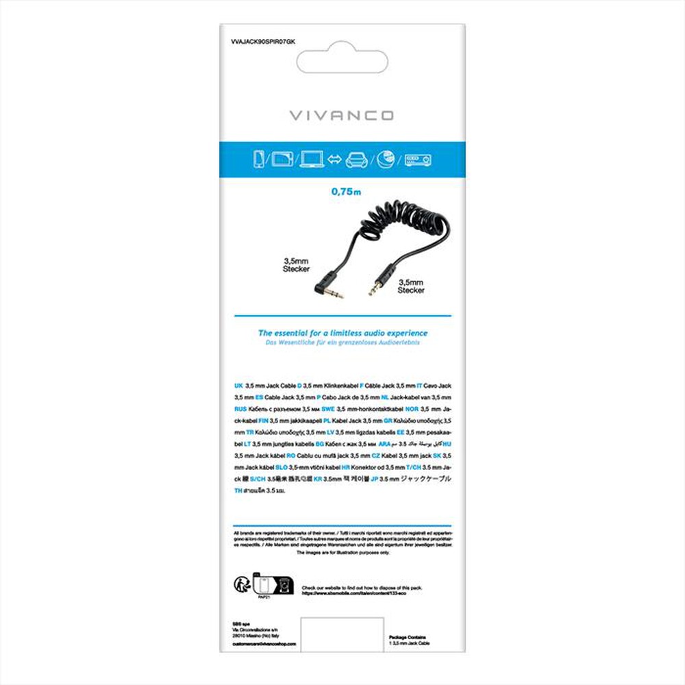 Immagine del prodotto SBS - Audio cavo spiral cavo 3.5mm plug<->3.5mm plug-Nero