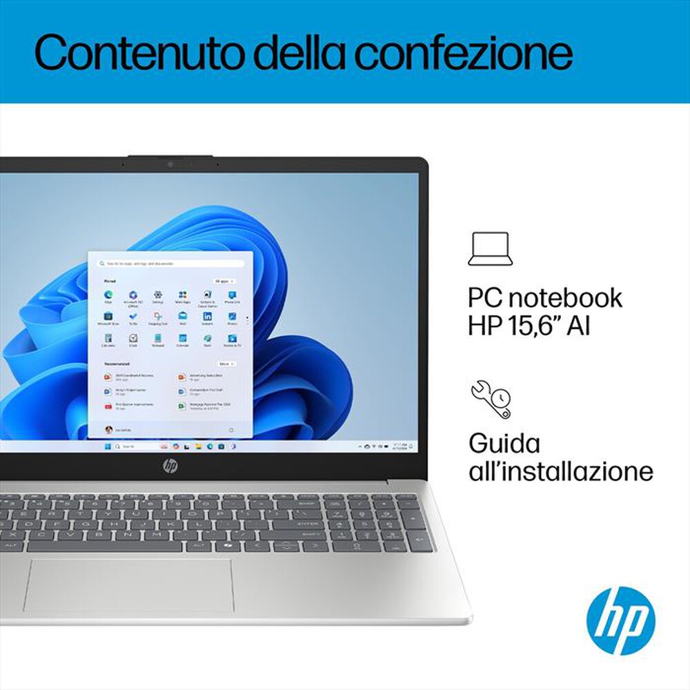 Immagine del prodotto HP - Notebook AI 15-FD2022NL Intel Core Ultra7 32GB+1TB-Natural Silver