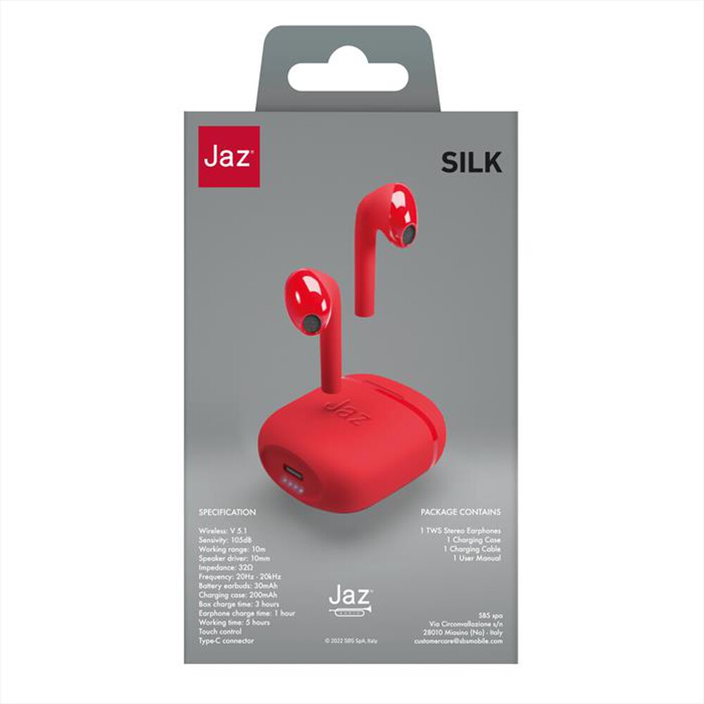 Immagine del prodotto SBS - Auricolare bluetooth TEJZEARTWSEARBTR-Rosso