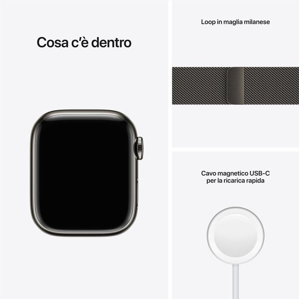 Immagine del prodotto APPLE - Watch Series 7 GPS+Cellular 41mm Acciaio-Maglia Milanese Grafite