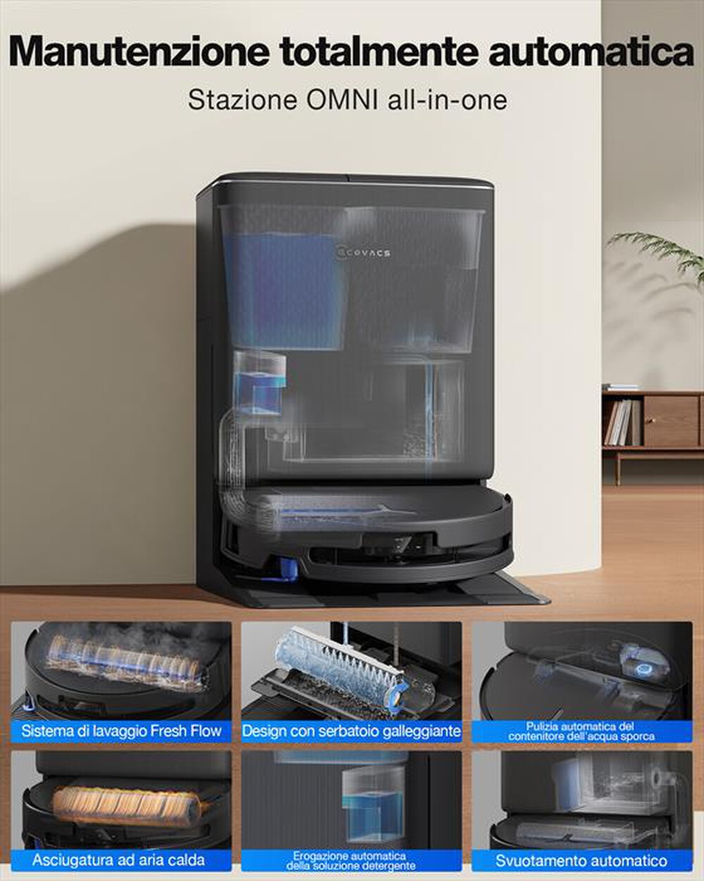 Immagine del prodotto ECOVACS - Aspirapolvere robot DEEBOT T90 PRO OMNI EU-Nero