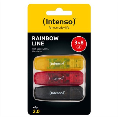 INTENSO - CHIAVETTA USB RAINBOW TRIPACK 3X8GB-GIALLO/ROSSO/NERO