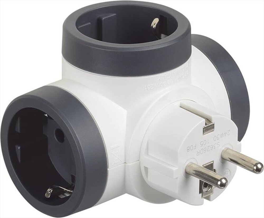 Immagine del prodotto BTICINO - Adattatore rotativo con 3 prese Schuko-GRIGIO/ANTRACITE
