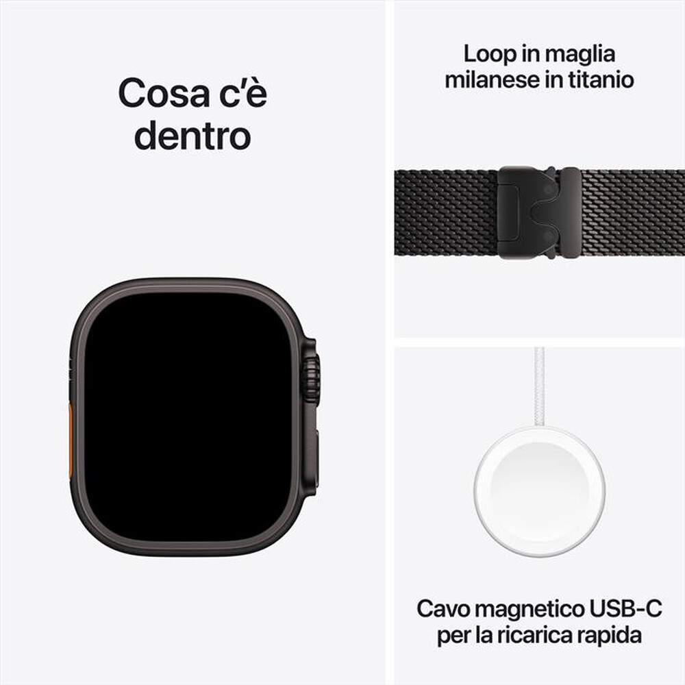 Immagine del prodotto APPLE - Watch Ultra 2 GPS + Cellular 49mm Titanio-Nero - Loop Milanese Nero - S