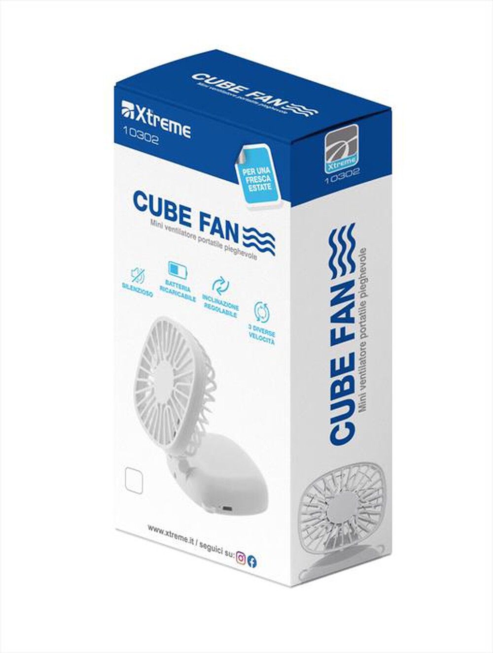 Immagine del prodotto XTREME - Mini ventilatore portatile pieghevole 10302-Bianco