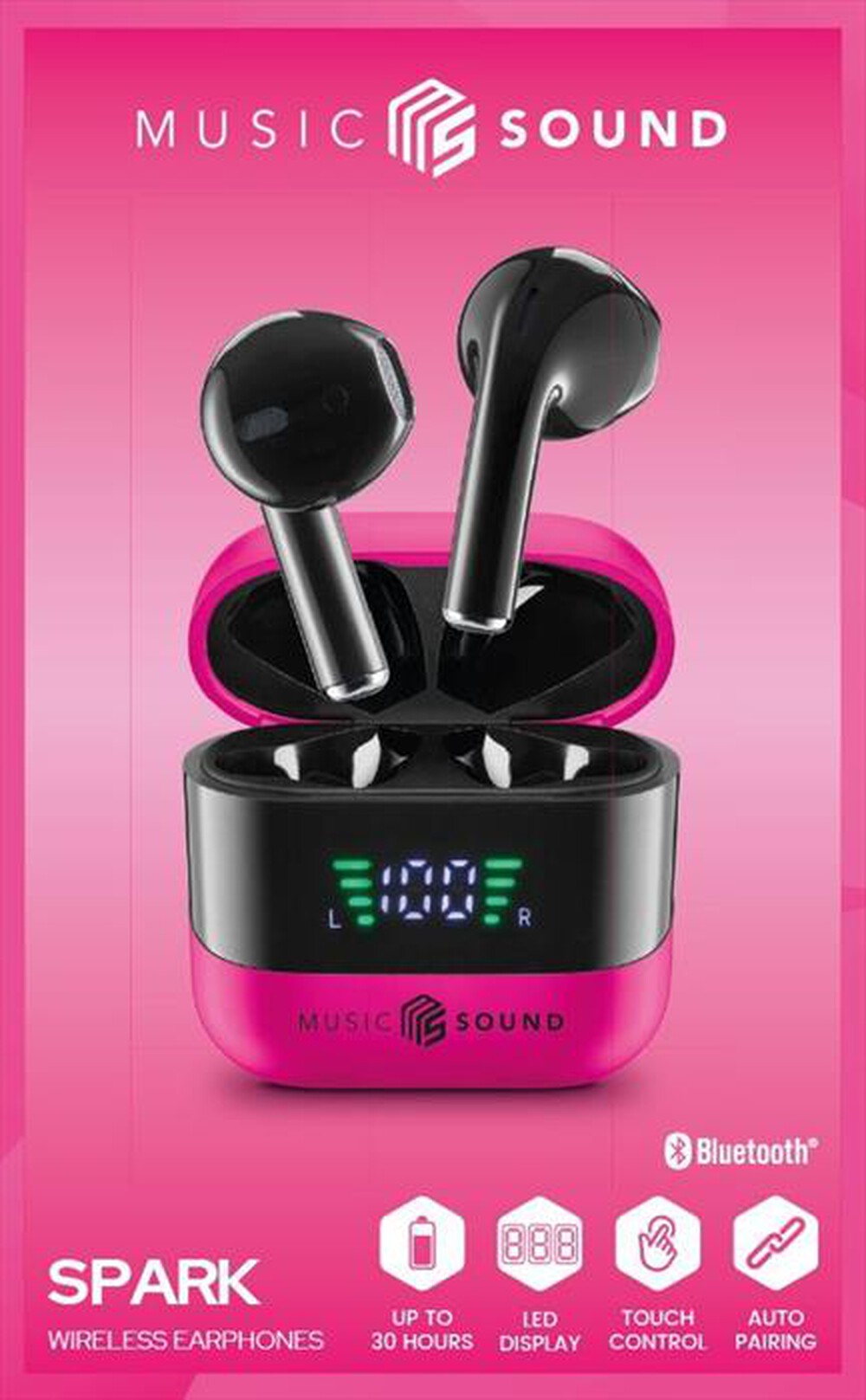 Immagine del prodotto MUSIC SOUND - AURICOLARI TWS CON DISPLAY LED-Pink