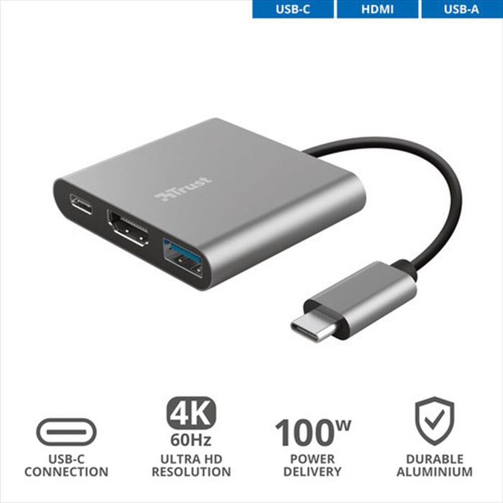 Immagine del prodotto TRUST - DALYX 3-IN-1 USB-C ADAPTER-Grey
