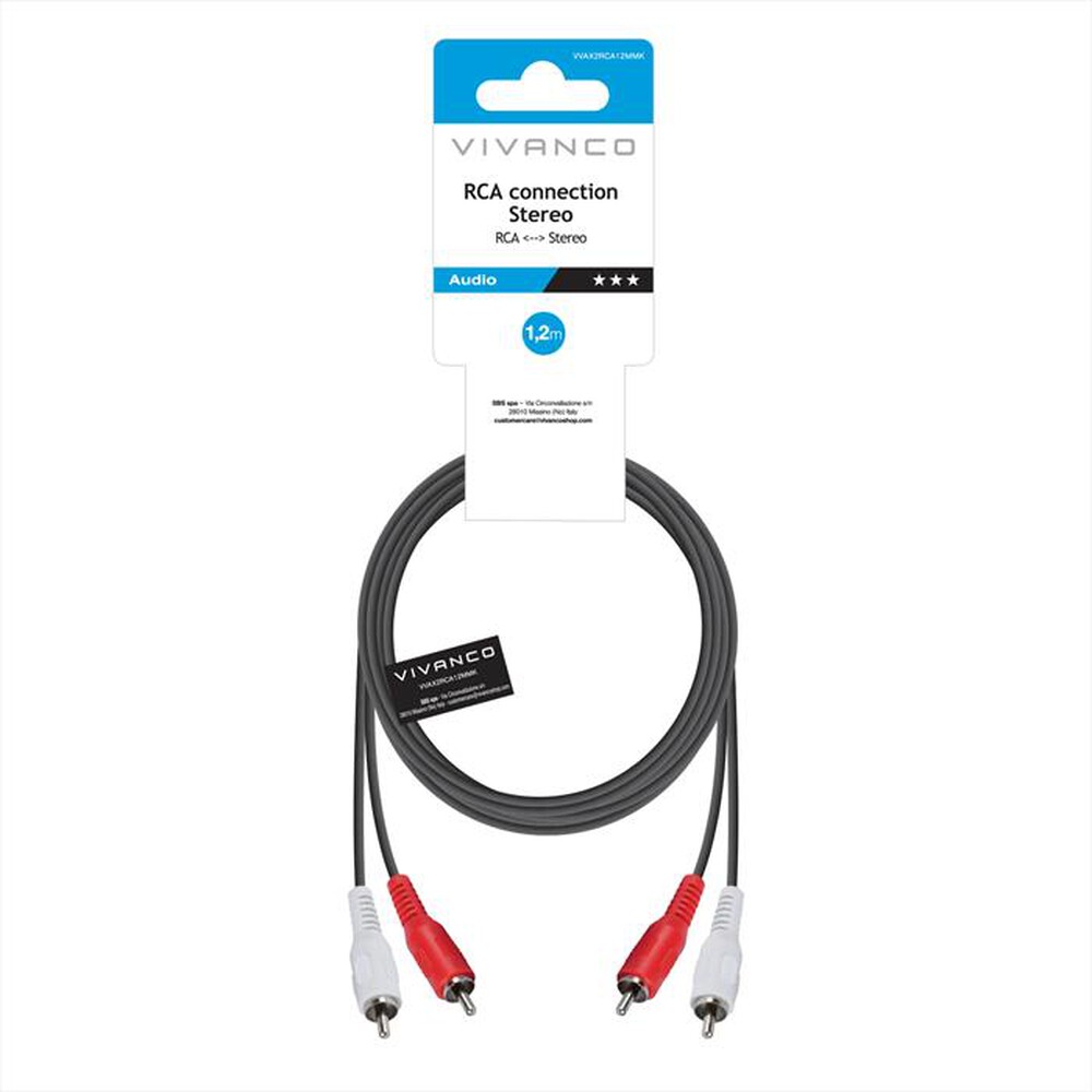 Immagine del prodotto SBS - Audio cable,2x RCA plug-2x RCA plug,1,2m-Nero