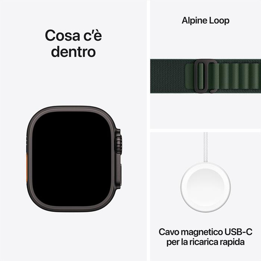 Immagine del prodotto APPLE - Watch Ultra 2 GPS + Cellular 49mm Titanio-Nero - Alpine Loop Verde - M