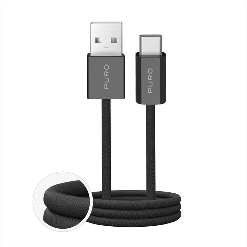 Immagine del prodotto PURO - Cavo in tessuto FABRIK da USB-A a USB-C-Nero