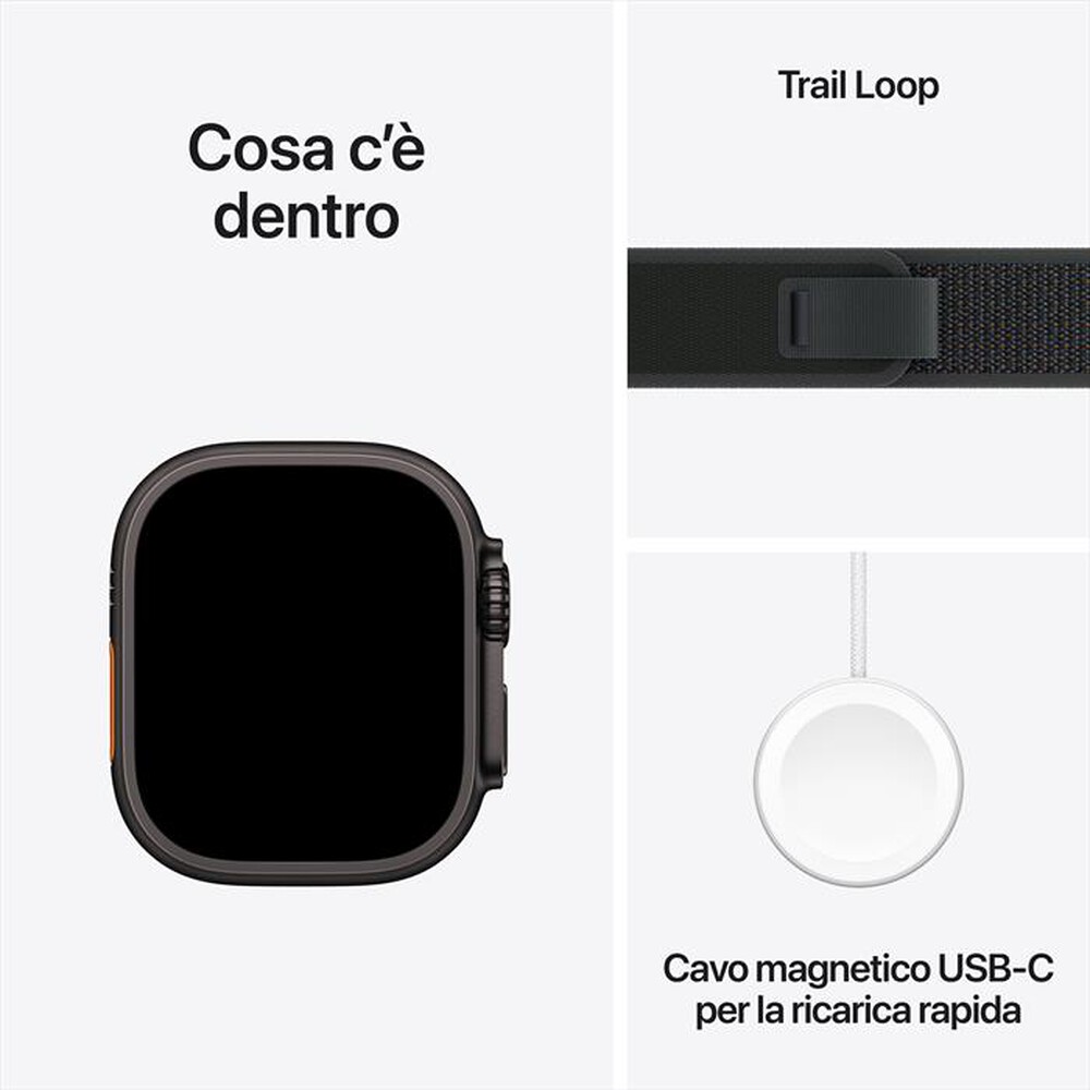 Immagine del prodotto APPLE - Watch Ultra 2 GPS + Cellular 49mm Titanio-Nero - Trail Loop Nero - S/M