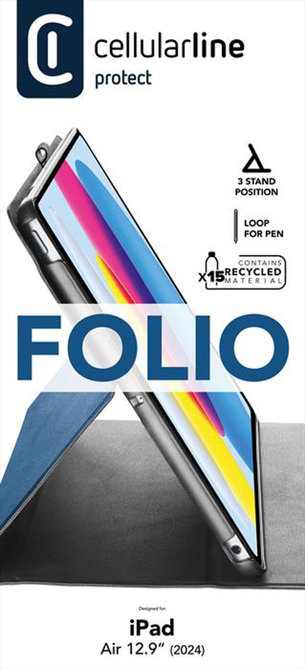 Immagine del prodotto CELLULARLINE - Custodia 3 Stand FOLIOIPAD24129B iPad 12.9"-Blu