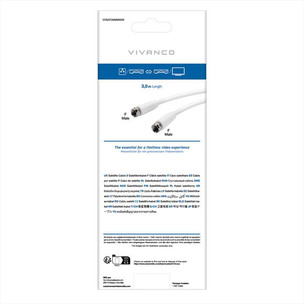 Immagine del prodotto SBS - Receiver connection 90dB double shielded-Bianco