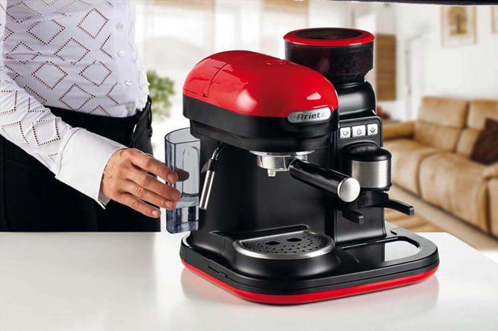 Immagine del prodotto ARIETE - 1318 Moderna Macchina da caff&egrave; con macinacaff&egrave;-Rosso/Nero
