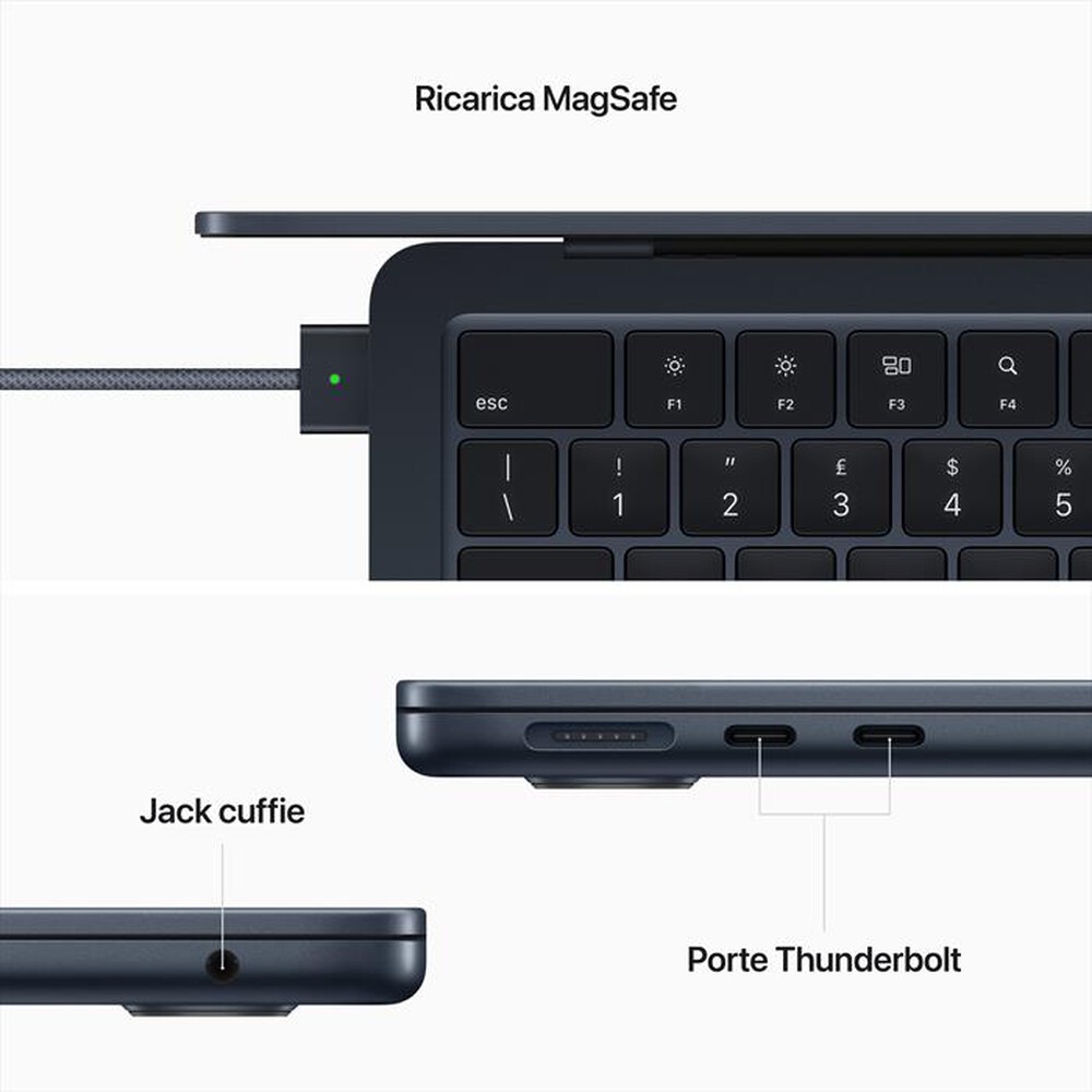 Immagine del prodotto APPLE - MacBook Air 13 M2 8-core CPU 8-core GPU 256GB SSD-Mezzanotte
