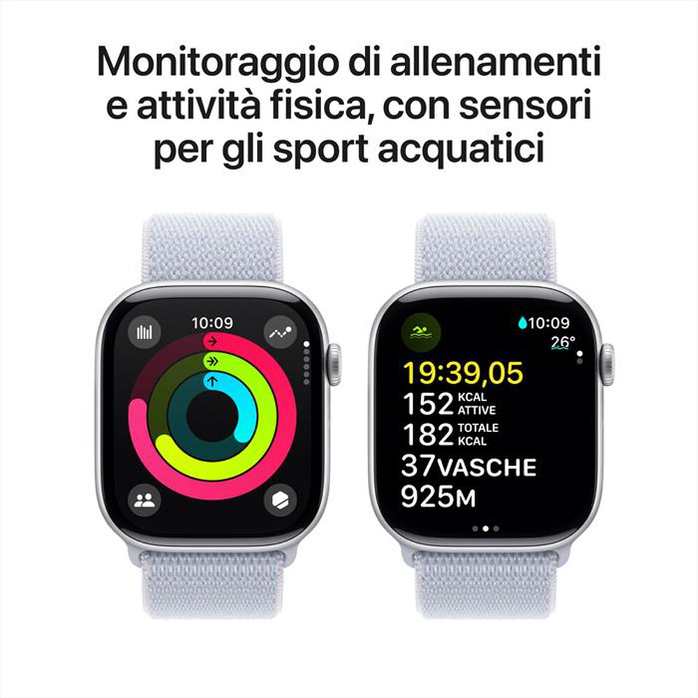 Immagine del prodotto APPLE - Watch Series 10 GPS 46mm Alluminio-Argento - Sport Loop Blu Cloud