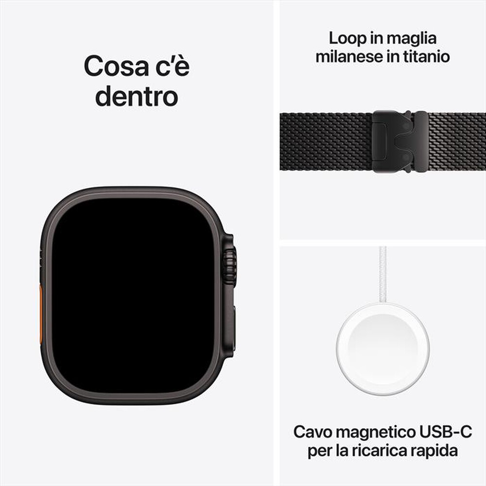 Immagine del prodotto APPLE - Watch Ultra 3 GPS + Cellular 49mm Titanio Nero-Milanese Titanio Nero - S