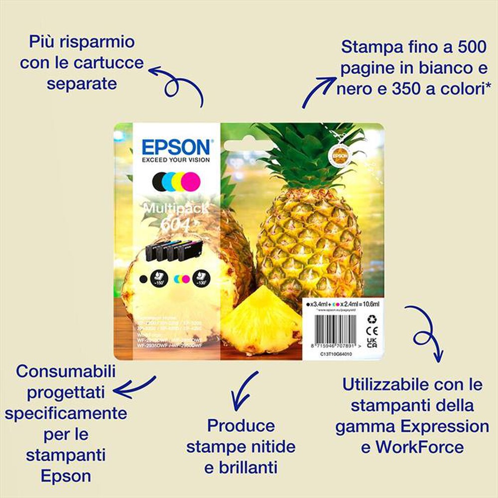 Immagine del prodotto EPSON - INK SERIE ANANAS MULTIPACK 604 XL-NERO/CIANO/MAGENTA/GIALLO