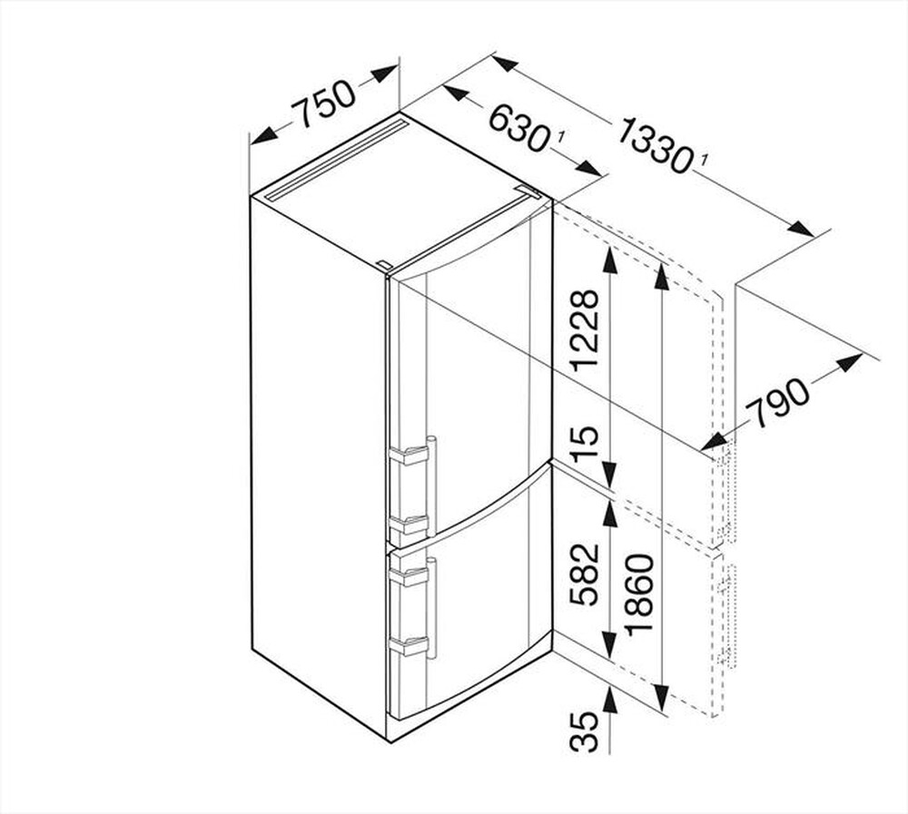 Immagine del prodotto LIEBHERR - Frigorifero combinato CNPESF 4613-21 Classe F 458l-Acciaio