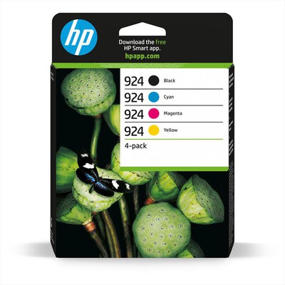 HP - 924 COMBO PACK 4 CARTUCCE ORIGINALI NERO E COLORE-Nero, Ciano, Magenta, Giallo