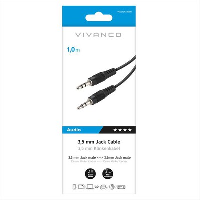 SBS - 3,5 connection cavo jack to jack stereo 1m,-Nero