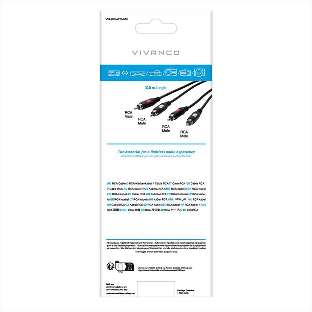 Immagine del prodotto SBS - RCA connection 2,5m-Nero