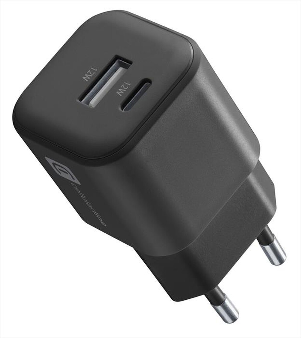 Immagine del prodotto CELLULARLINE - CARICABATTERIA DUAL 12W, USB-A / USB-C, NERO-Nero