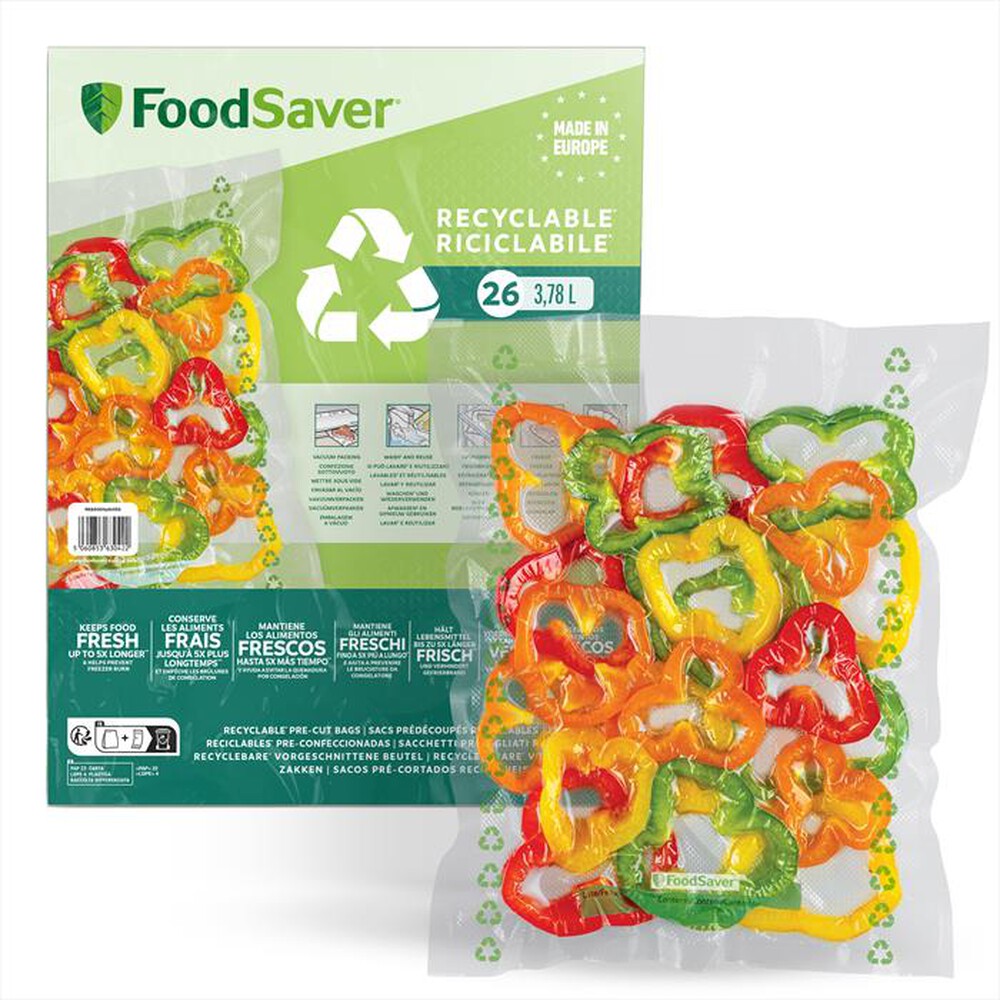 Immagine del prodotto FOODSAVER - 26 SACCHETTI RICICLABILI 3,87 LT &ndash; 28X36 CM-TRASPARENTE