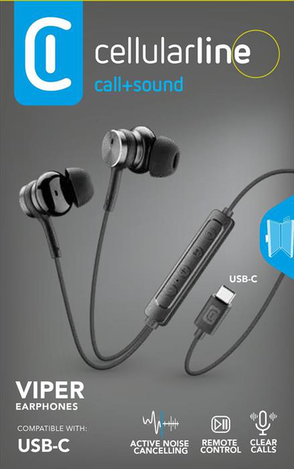 Immagine del prodotto CELLULARLINE - Auricolare in-ear USB-C con ANC VIPER-Nero