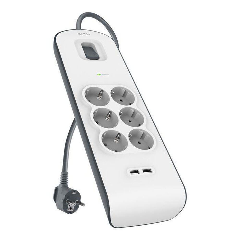 Immagine del prodotto BELKIN - Caricatore 2,4AMP USB CRG 6-OUTLET SURGE PROT STRI-Bianco / Grigio