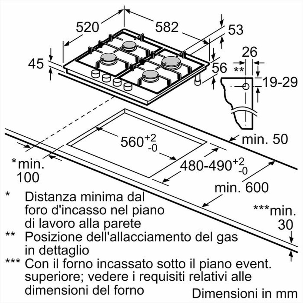 Immagine del prodotto BOSCH - Piano cottura a gas PGP6B5K90 58,2 cm-Inox