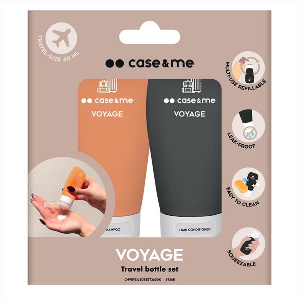 Immagine del prodotto CASEME - et di bottiglie da viaggio in silicone-Arancione e Nero