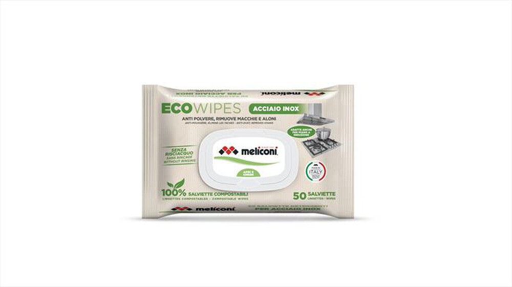 Immagine del prodotto MELICONI - Salviette detergenti acciaio/inox ECO WIPES INOX-viscosa compostabile