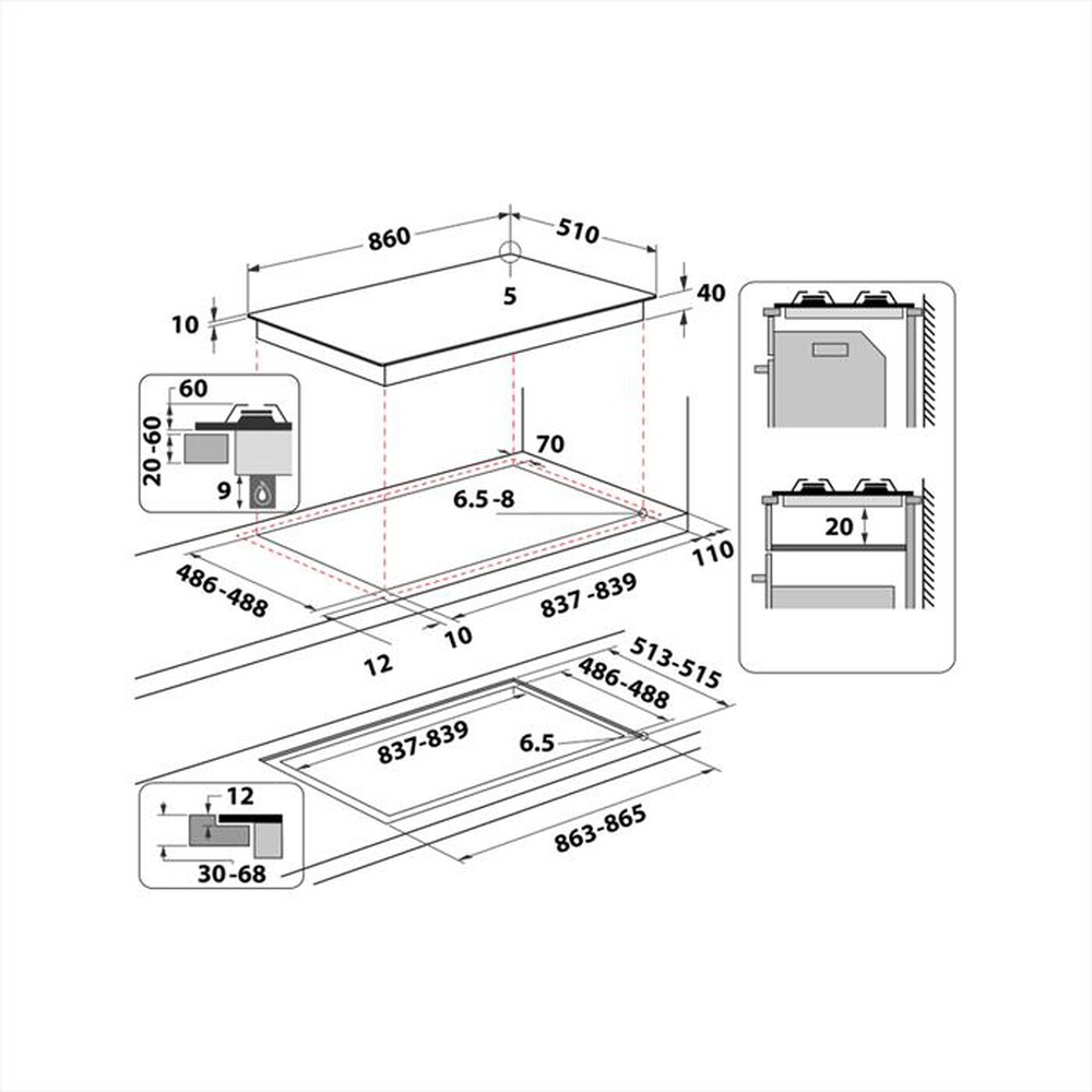 Immagine del prodotto WHIRLPOOL - Piano cottura a gas ELEMENTS GOA 6423/NB1 86 cm-Nero