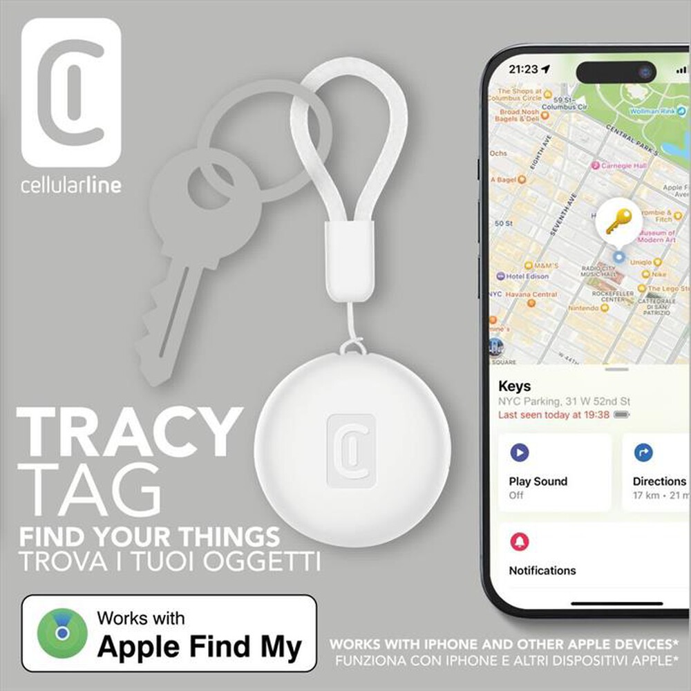 Immagine del prodotto CELLULARLINE - Trova oggetti Tracy Tag BTTRACYTAGW-Bianco